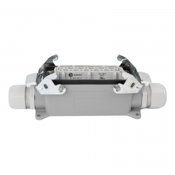 Preview: Industriesteckverbinder - Sockelgehäuse seitlicher Eingang + Buchse 24 Polig 16A - Metall